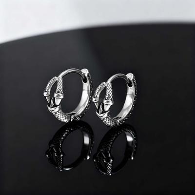 Trendy Retro Dragon Claw Hoop Earrings for Men Male, Creative Geometric Texture Stainless Steel Earrings, Hip Hop Punk Jewelry