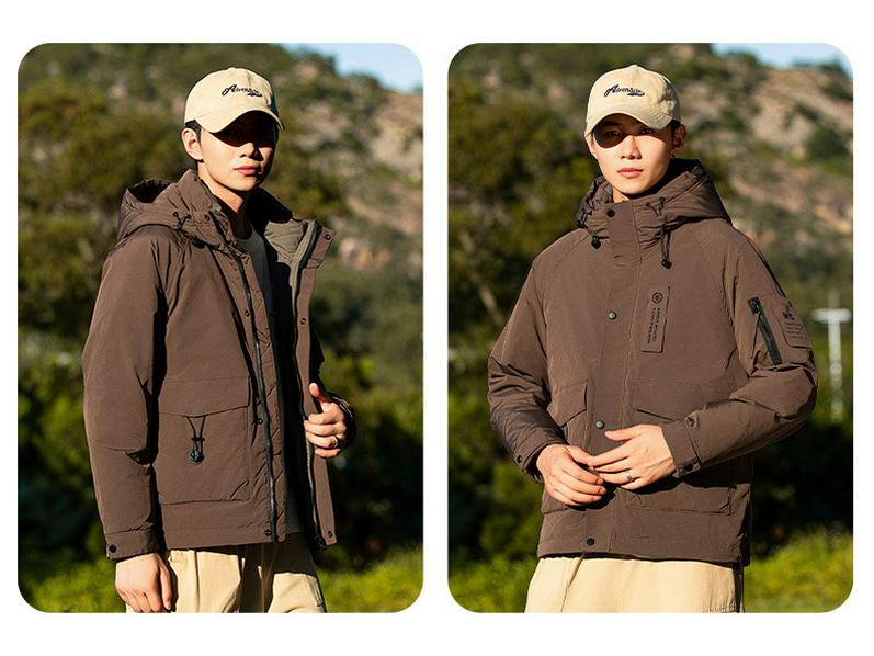 Men's American-Style Thickened Duck Down Hooded Winter Jacket - Trendy, Warm, Ski Outerwear for Couples