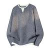 Warm Thick Knit Sweater Men Women Winter Layered Look Oversized Crewneck Long Sleeve