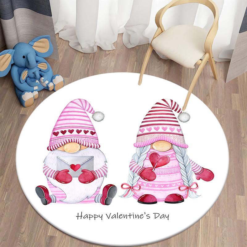 

Круглый ковер с принтом Kawaii ко Дню святого Валентина, ковер для дома, гостиной, спальни, украшение для пола, противоскользящий коврик 40cm