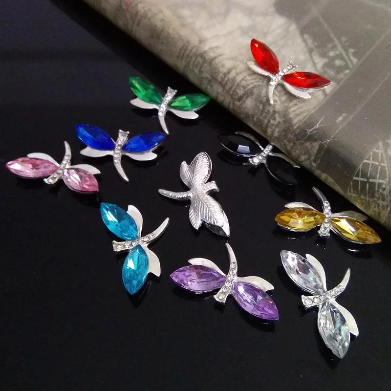 Engood 100Pcs Dragonfly Acryl Rhinestone Buttons Sewing Trim & Embellishments Craft Wedding DIY Buckles Hair Accessories