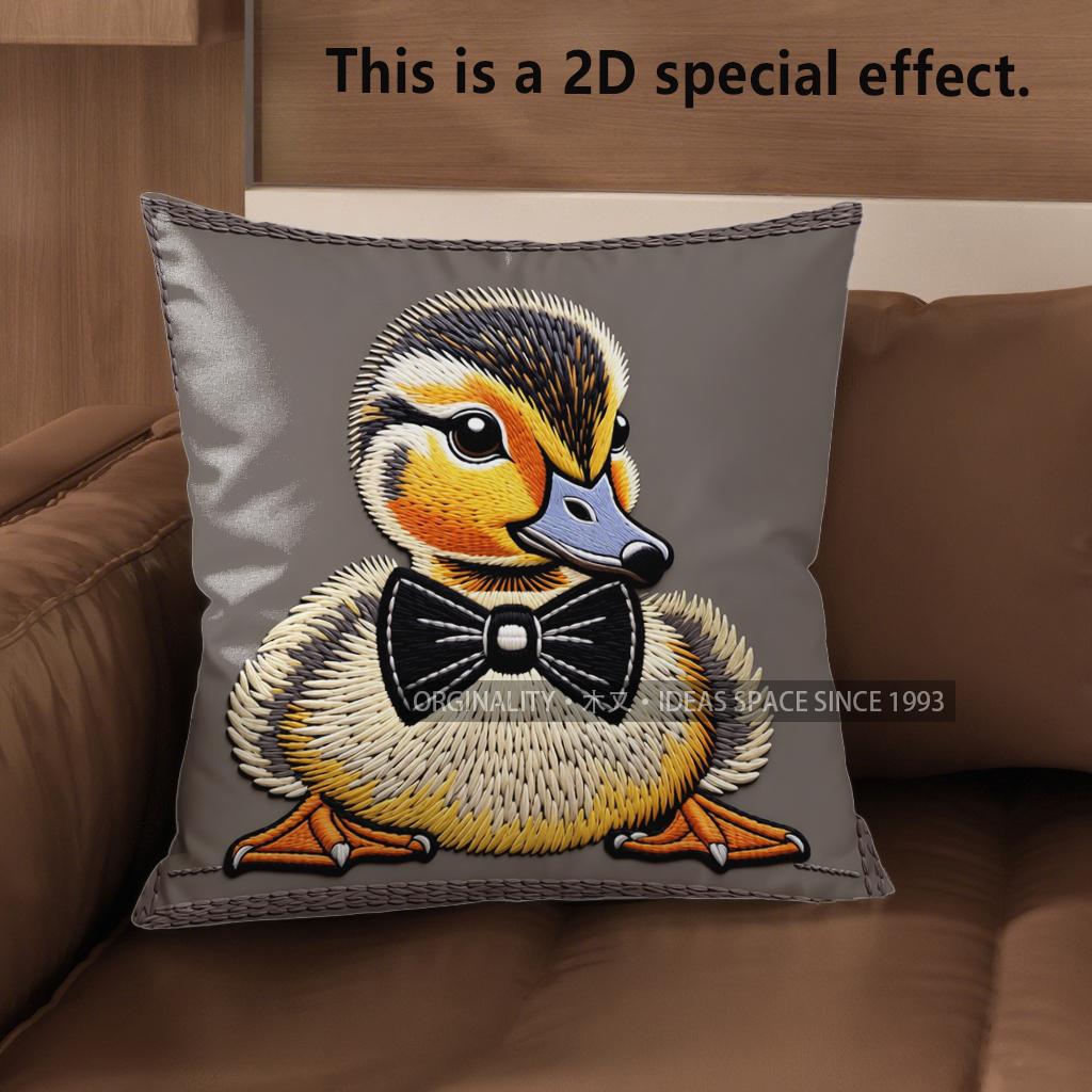 2D Süßes Enten Fliege Muster Kissenbezüge Muster Kissenbezug Geeignet für Sofa Schlafzimmer Auto Kissenbezug