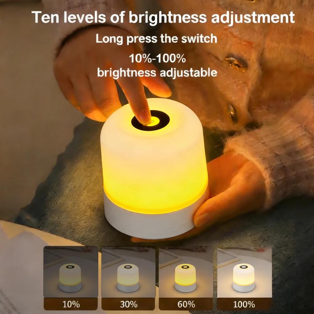 LED Night Light Dimmable Rechargeable/Plug-in Desktop Bedroom Bedside Lighting Decorative Touchscreen Reading RGB Desk Lamp