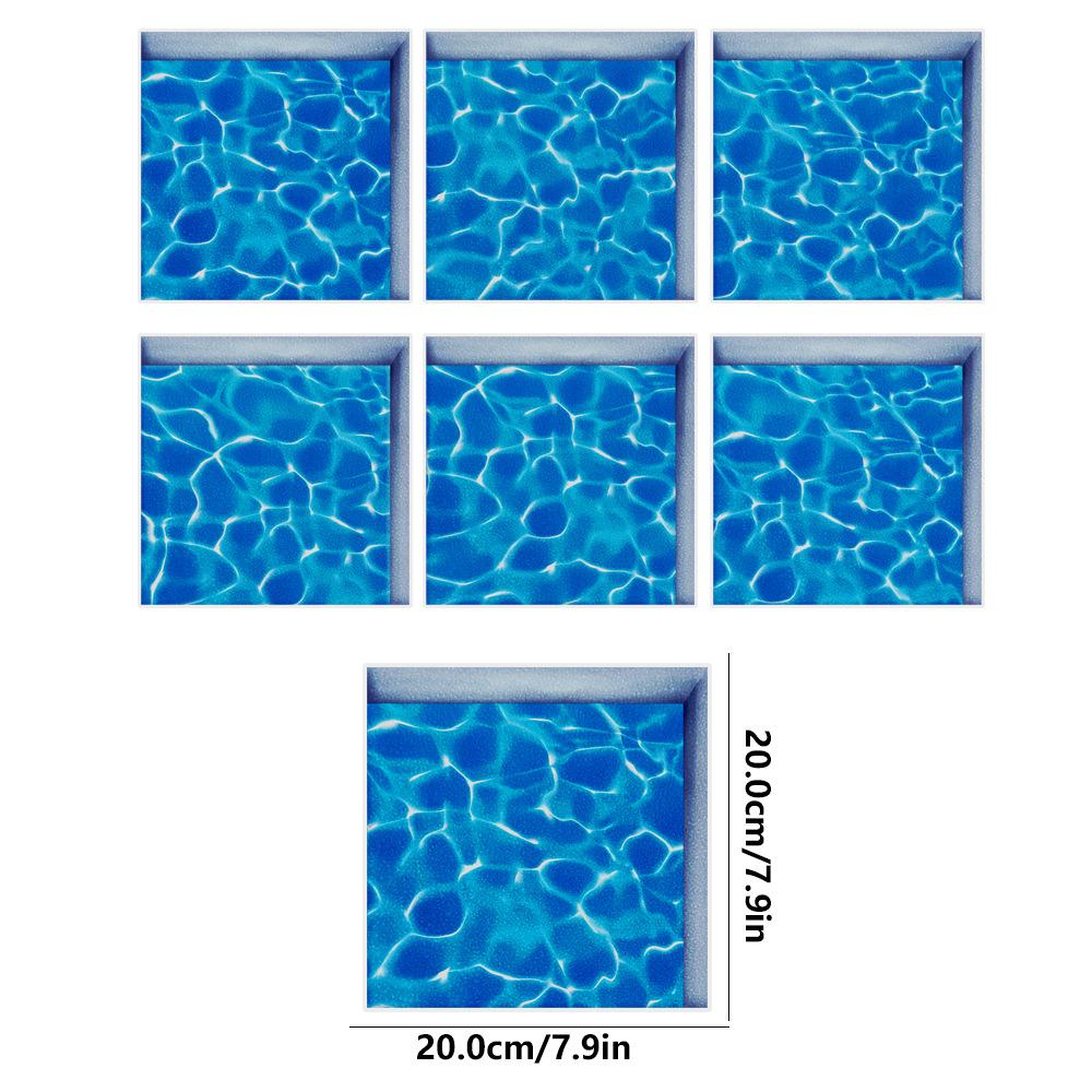 Bath Treads Stickers Beach Pattern Square 3D Adhesive Anti Slip Tub Safety Decals Mat Waterproof Shower Tub Sticker