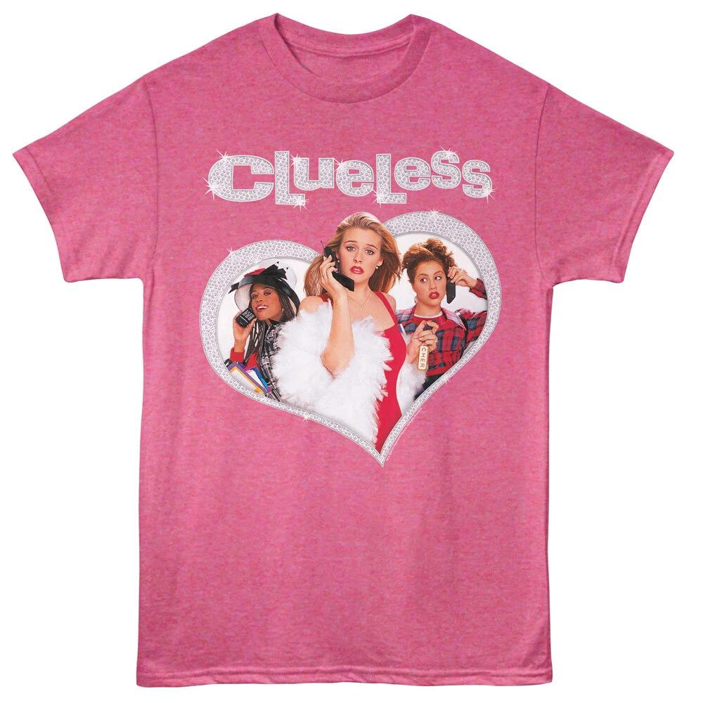 Clueless 90 s Movie Diamond Bling Heart & Logo Men s Pink T Shirt 4XL