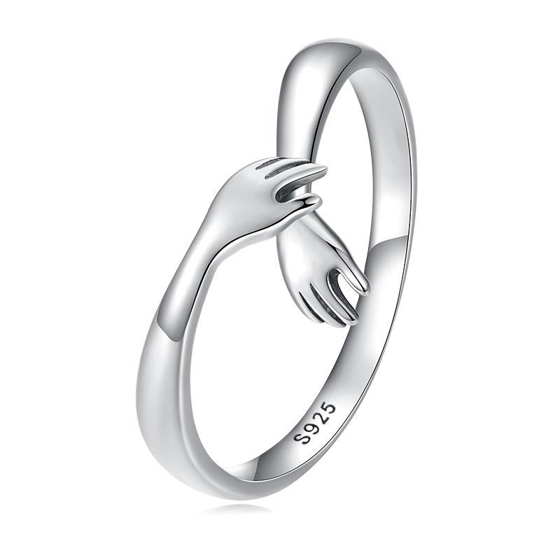 WOSTU Adjustable Rings Real 925 Silver Stackable Engagement Zircon Open Size Rings For Women Female Original Jewelry