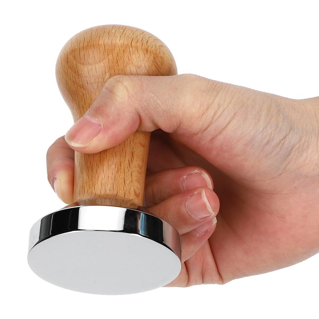 Professioneller Holz-Kaffee-Tamper Pulver-Presshammer Kaffeezubehör für Zuhause Büro 53mm Holzfarbe 53mm flache Basis