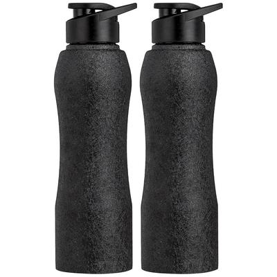 Stainless Steel Water Bottle with Hand Grip and Sipper, Set of 2 | Leak-Proof | BPA Free | 1000 Ml (Black)