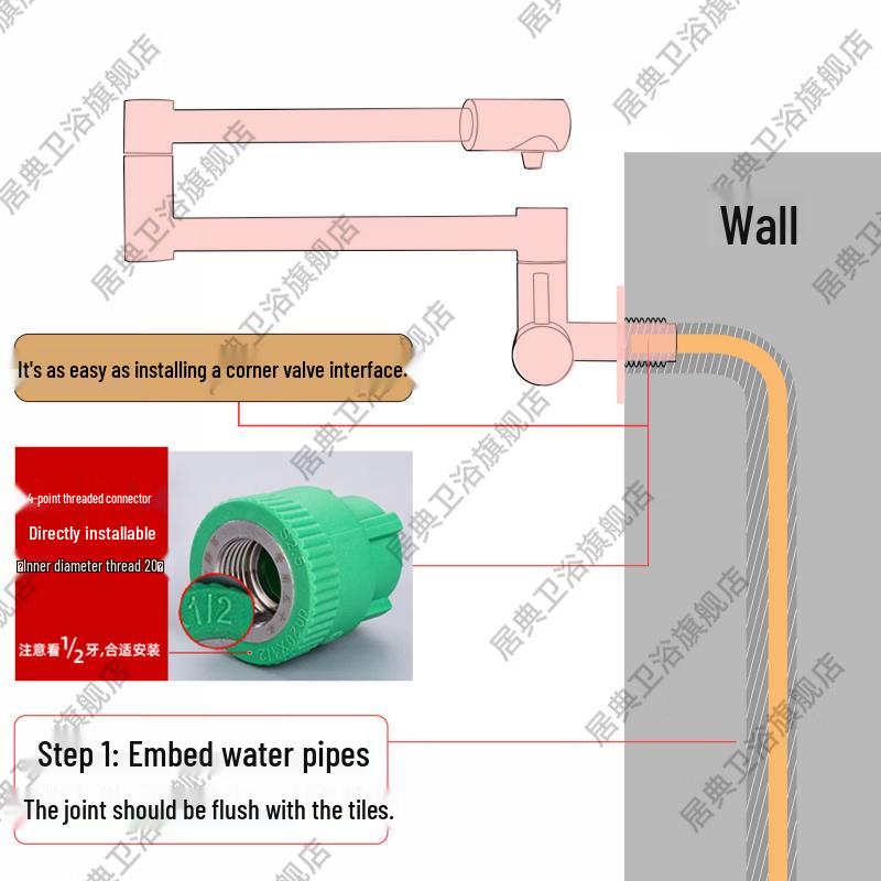 TLXT Wall-Mounted Folding Kitchen Faucet