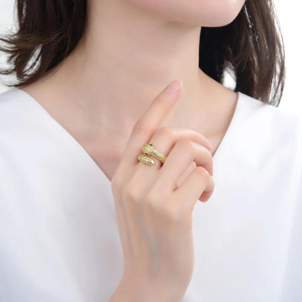 

Personalized Single,strand Snake Scale Shimmering Snake Head Open Ring One Size золотий