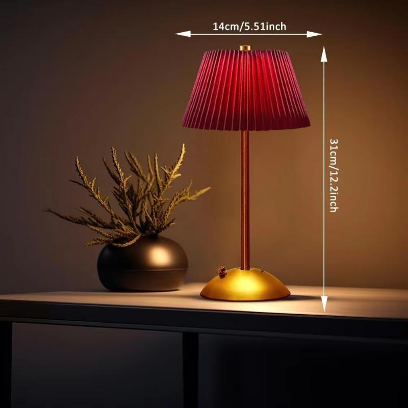 Metal Rechargeable Led Desk Lamp with Fabric Shade Wireless Dimmable Creative Mood Light Portable Touch Ambient Light for Living Room