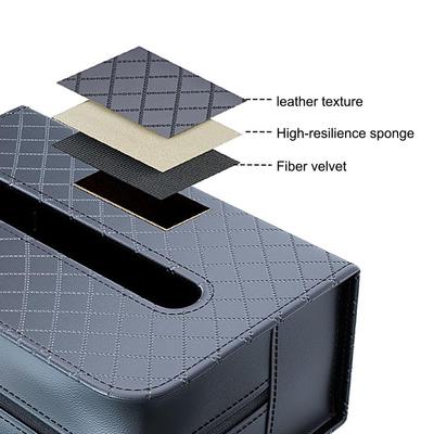 Porta Guardanapos para Carro com Elásticos Grande Dispensador de Guardanapos de Couro PU Suporte para Caixa de Lenços Para Casa Cozinha Escritórios Mesa Cabeceira