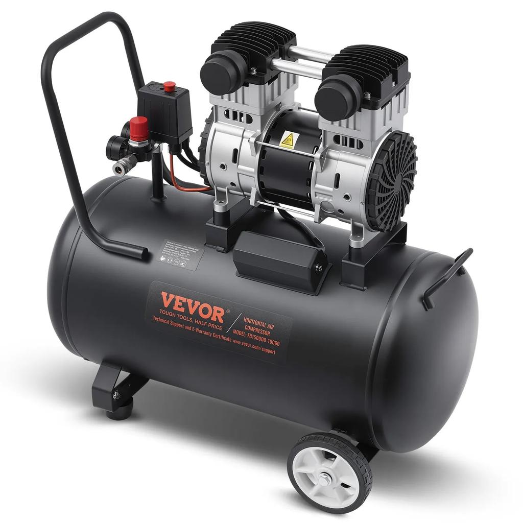 VEVOR Air Compressor, 15 Gallon Steel Tank, 2HP 5.3 CFM@90 PSI Oil Free Air Compressor & Max. 125PSI Pressure