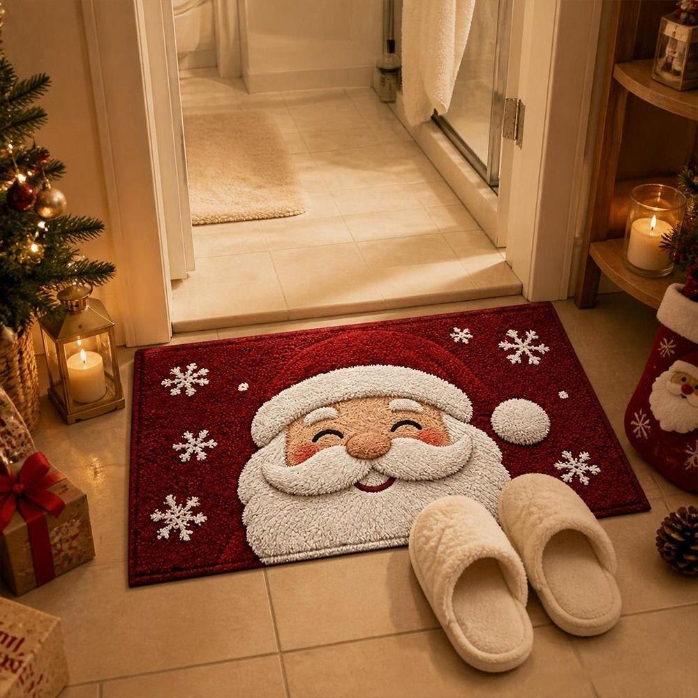 Lebkuchenmann-Muster Weihnachts-Fußmatte Wasserabsorbierend Anti-Rutsch-Pad Weihnachtszeit