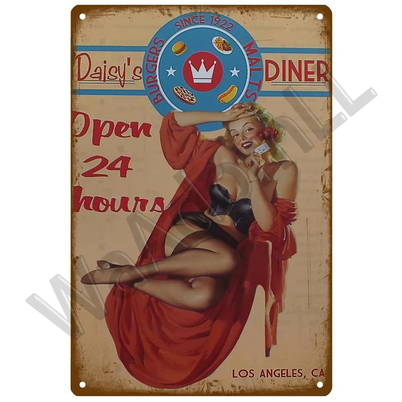 Metal Sign Delicate Fast Food Plate Tin Sign Plaque Vintage Restaurant Home Bar Cafe Kitchen Metal Poster Wall Decor Accessories