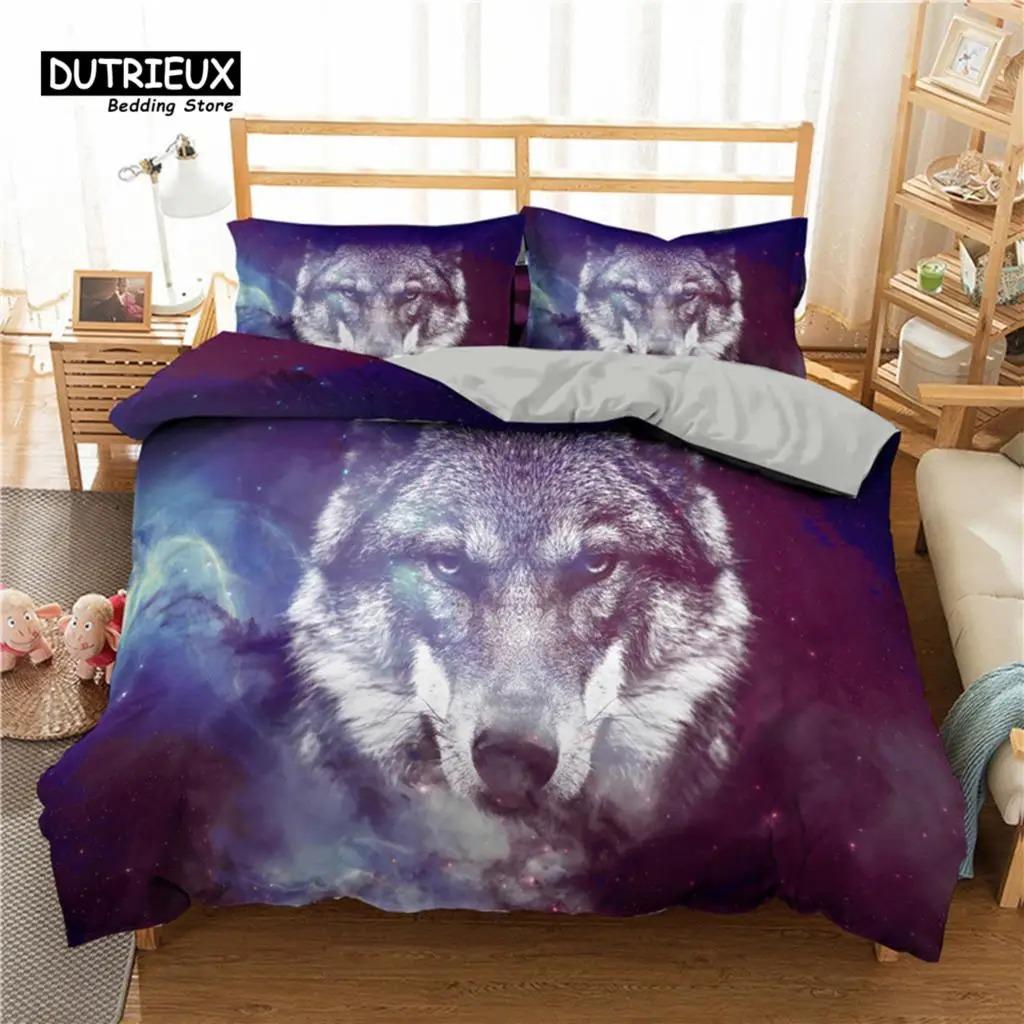Exotic Ethnic Animals Duvet Cover King For Kid Adult Bohemian Mandala Bedding Set Microfiber Colorful Deer Wolf Head Quilt Cover