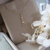 925 Sterling Silver Japanese Square Bar Crystal Pendant 14k Gold Plating Necklace Women Light Luxury Temperament Wedding Jewelry