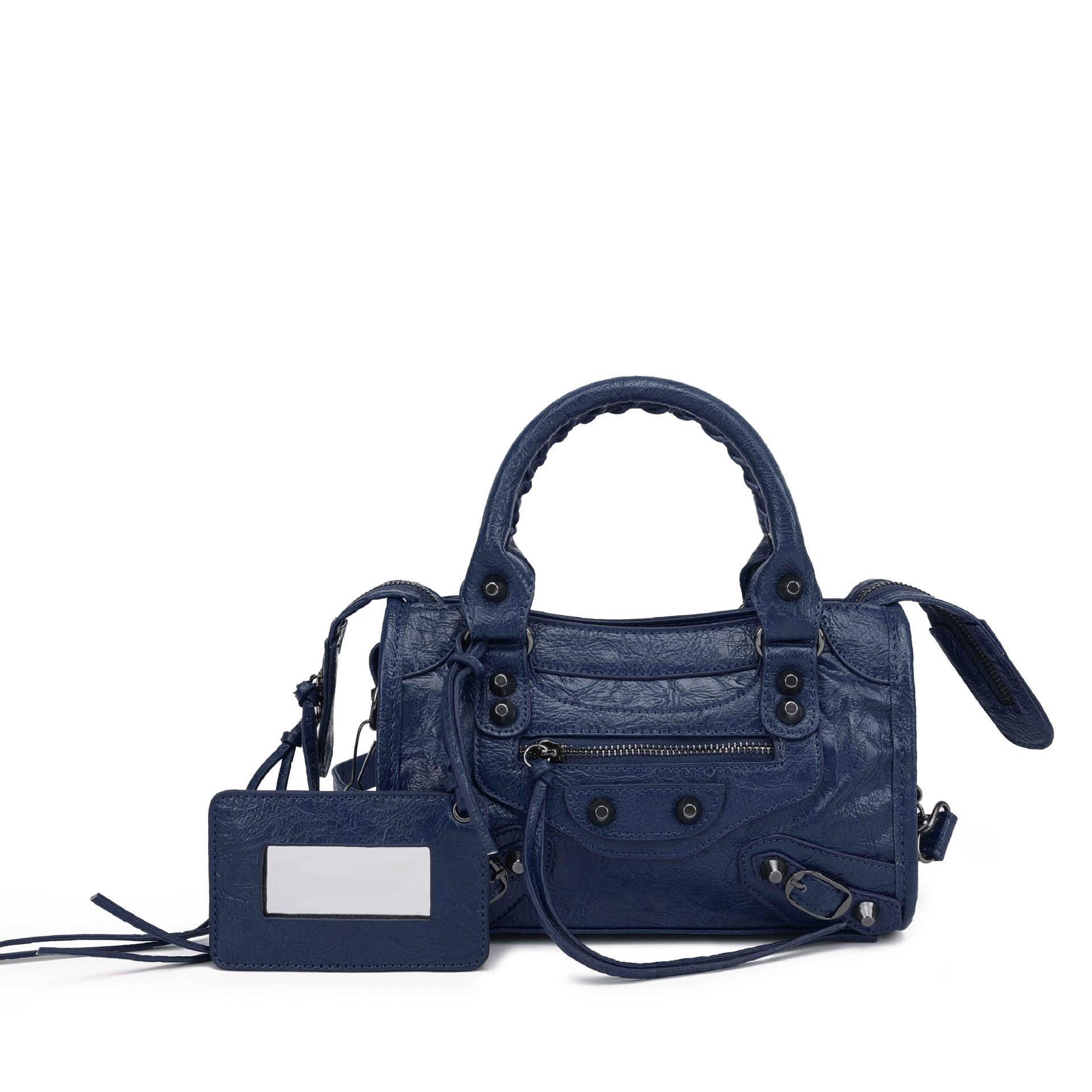 Damen Mini Crossbody Tasche mit Quasten - Mittlere/Kleine Größe, Motorradstil gray