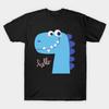 Men Black Print T-shirt Cute Dinosaur No-Cut Transfer Paper Print Cotton Tshirt
