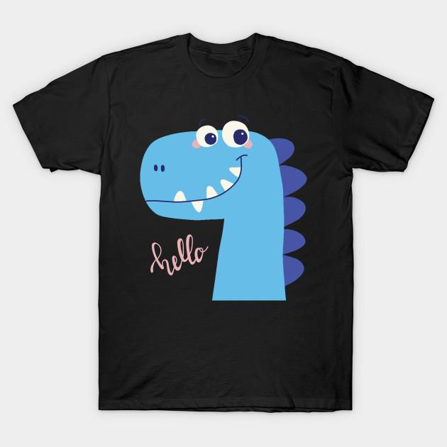 Men Black Print T-shirt Cute Dinosaur No-Cut Transfer Paper Print Cotton Tshirt 2XL