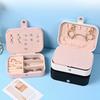 Earring Jewelry Box Waterproof PU Leather Large Capacity Simple Compact Earrings Jewelry Desktop Organizer Pink