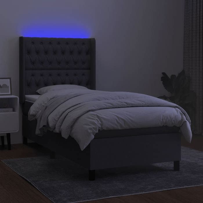 VidaXL Bed Slatted Base with Mattress and LEDs, Upholstered Bed, Single Bed, Adult Bed for Interior Bedroom, 3138526