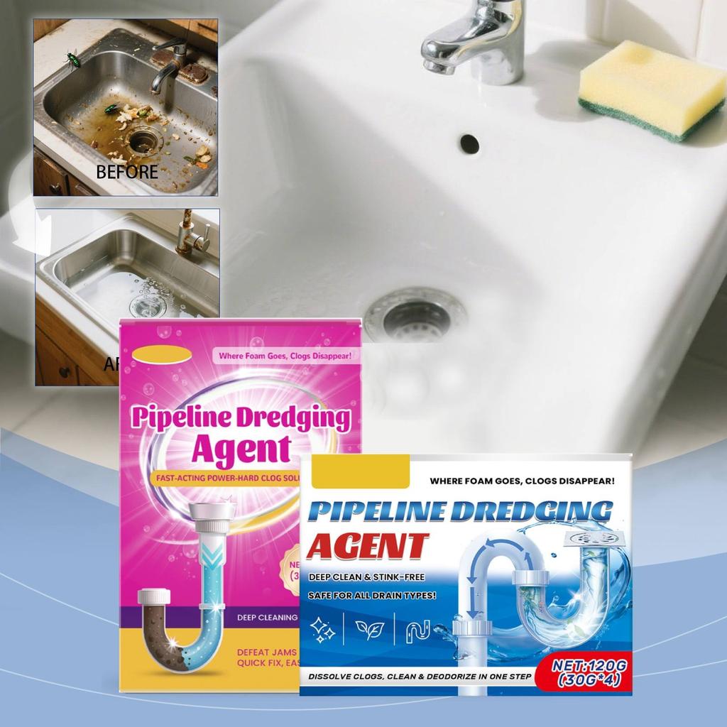 Dredging Agent Pipe Dredging Powder Strong Dredging Powder Improves Clogged And Dirty Pipes(2pc)
