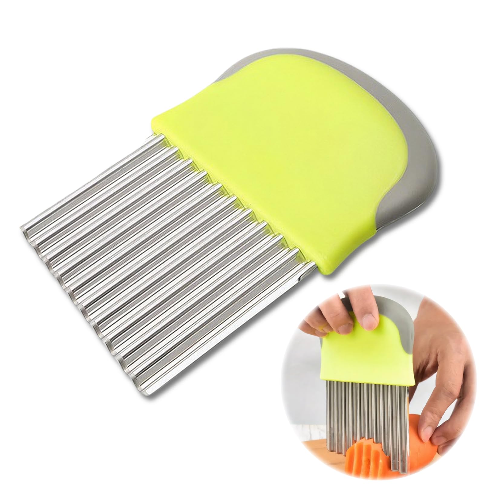 

DELUXEFOX Волнообразный нож для картофеля из нержавеющей стали, рифленый нож, картофелерезка, волнообразный нож, овощерезка, резка картофеля, моркови, кухонная утварь, острый нож зелёный