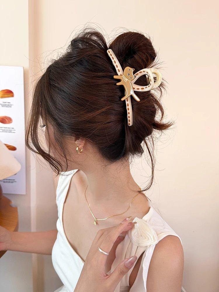 Elegant Marble Plumeria Hair Clip with Cross-Border Design