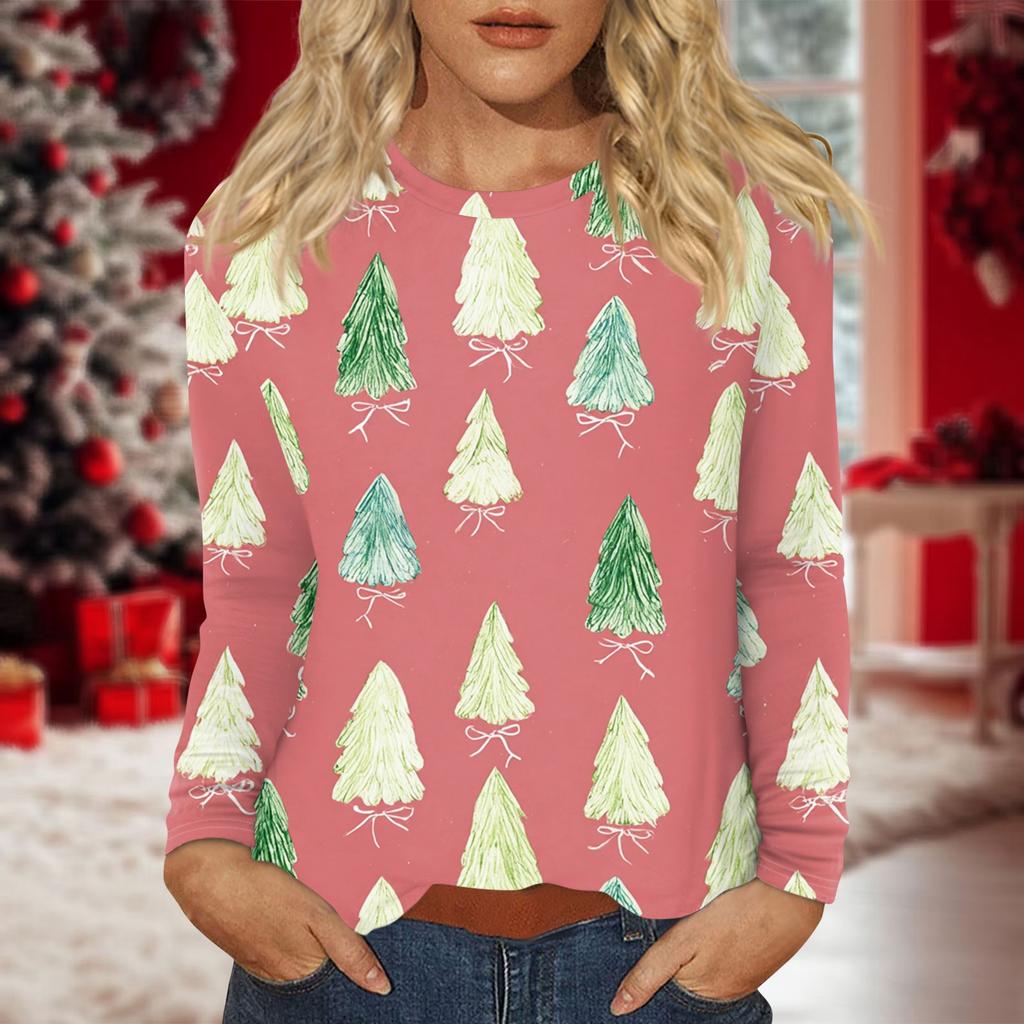 Women's Daily Casual Long-sleeved Printed O-neck Top