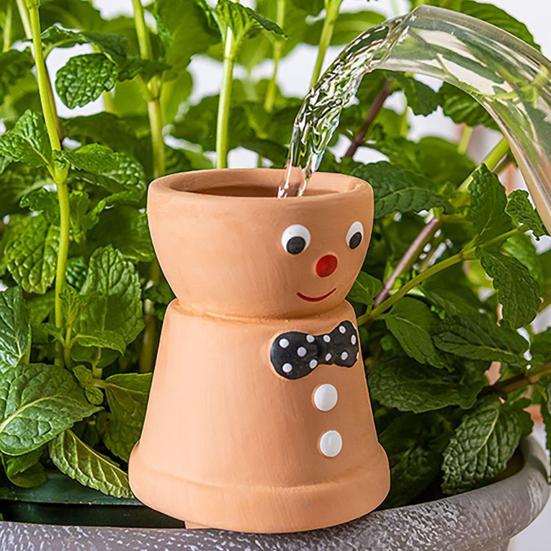 4Pcs Watering Machine Multi-function Ceramic Watering Nail Scarecrow Shape Self-waterer Device Soil Moisture Regulation Flower Waterer