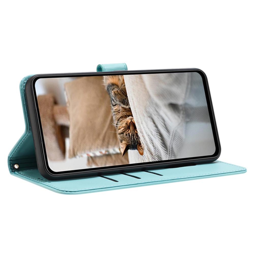 

For Samsung Galaxy A15 4G/5G Case with Strap Cats Imprint Leather Wallet Phone Cover Blue