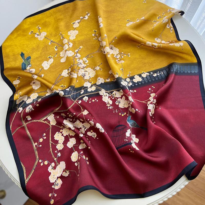 Spring Scarf Women's Luxury Design Polyester Material Smooth Scarf Soft Muslim Headscarf Shawl Beach 90x90cm