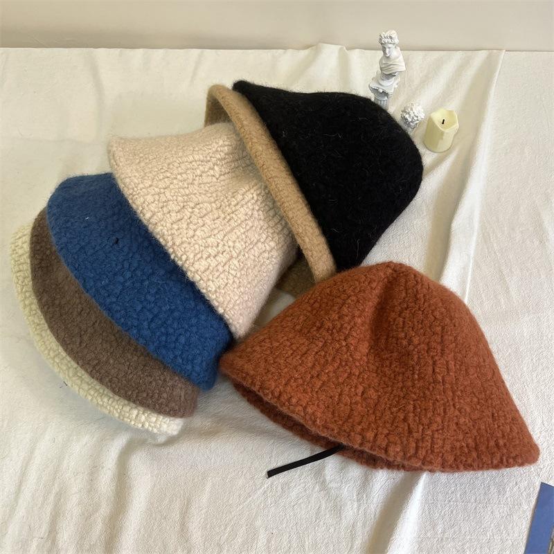 

Wool beanie bucket hat women s literary white straight basin hat personalized warm bell fisherman hat M（56-58cm） brick червоний колір