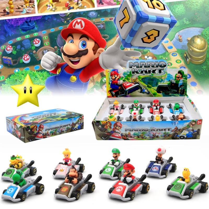 Super Mario Party Go-kart Toy Set With 8 Collectible Figures And Display Box