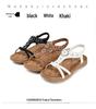 Summer 2026 Women's Bohemian Wedge Sandals with Flowers and Rhinestones, Large Size Beach Shoes