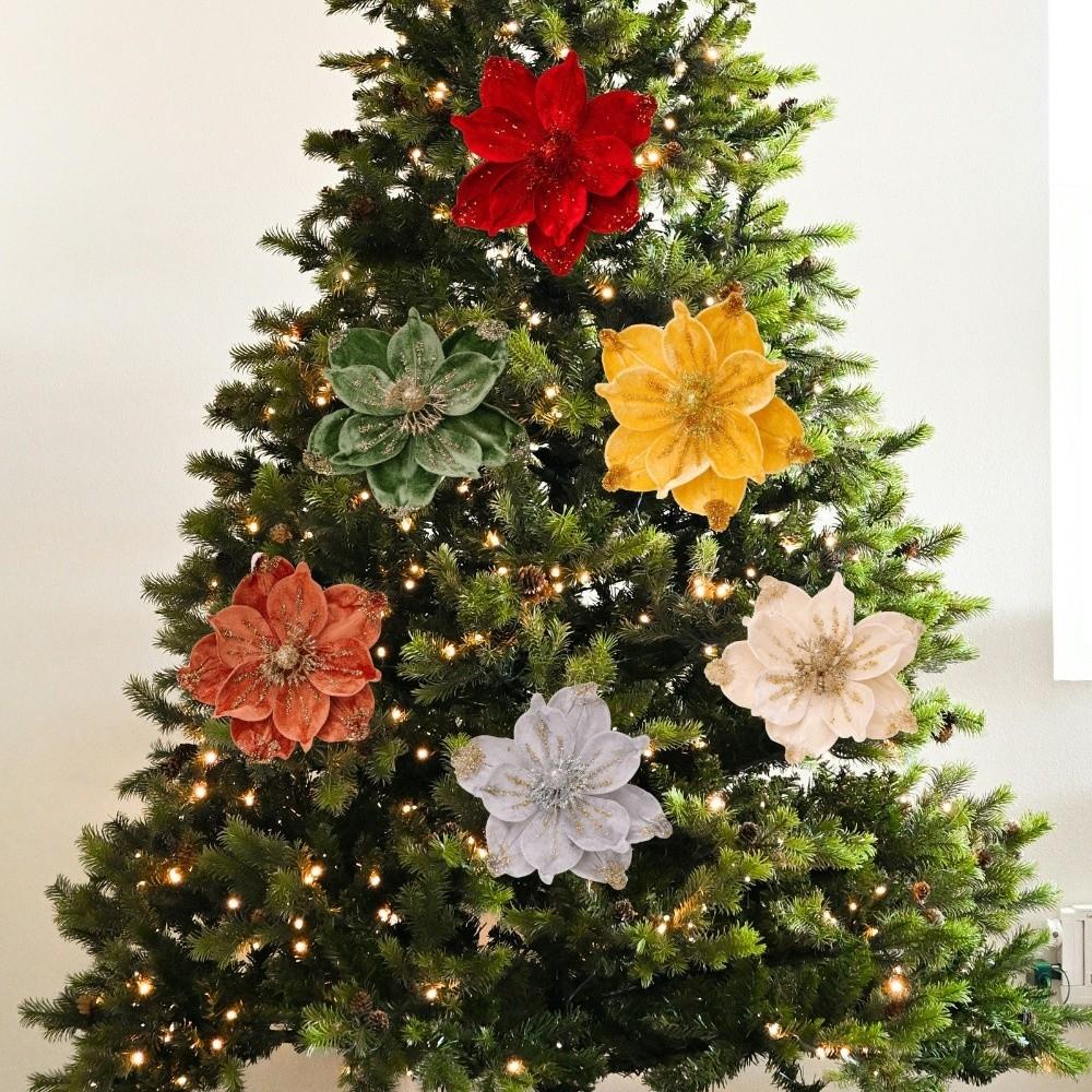 Neue 26CM Künstliche Weihnachtssternblume Glitzer Pailletten Simulationsblumen Funkelnde Pailletten Blume Weihnachtsdekoration