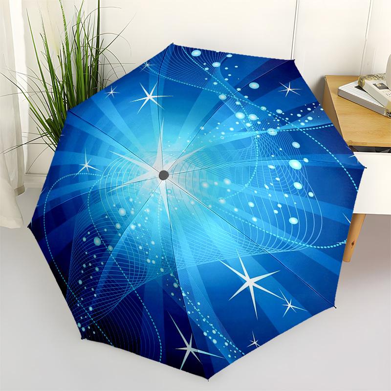 1pc Blue Abstract Background with Stars Umbrella with Plastic Handle,Vibrant Cartoon Pattern,Multi-functional UmbrellaPT169