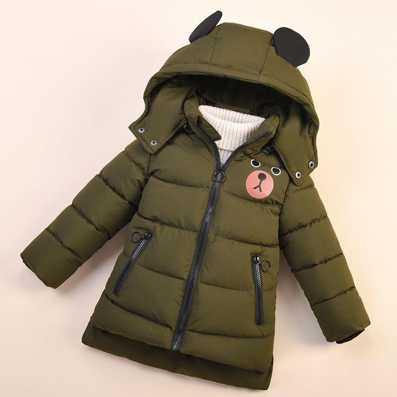 Fashion Baby Boys Jacket Autumn Winter Bear Keep Warm Hooded Down Coat Kids Child Outerwear