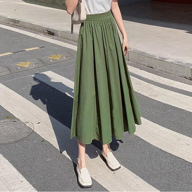 Japanischer Stil Übergröße Sommer High-Waist Slim-Fit Knielang A-Linie Schirm Midi-Rock für Damen - Premium Voll Ausgestellter Swing-Rock