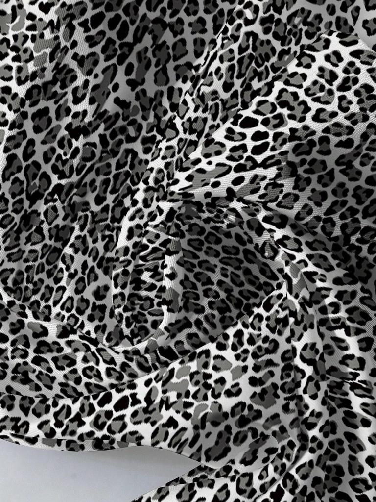 Women's Plus Size High Waist Leopard Print Wide Leg Pants - Summer Casual European American Style