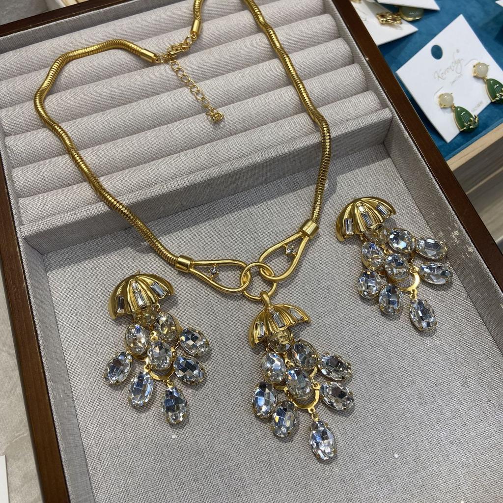 Orecchini Lunghi con Frange Completamente di Diamanti Stile Retrò Francese Wran Orecchini Pendenti di Alta Gamma alla Moda per Donna
