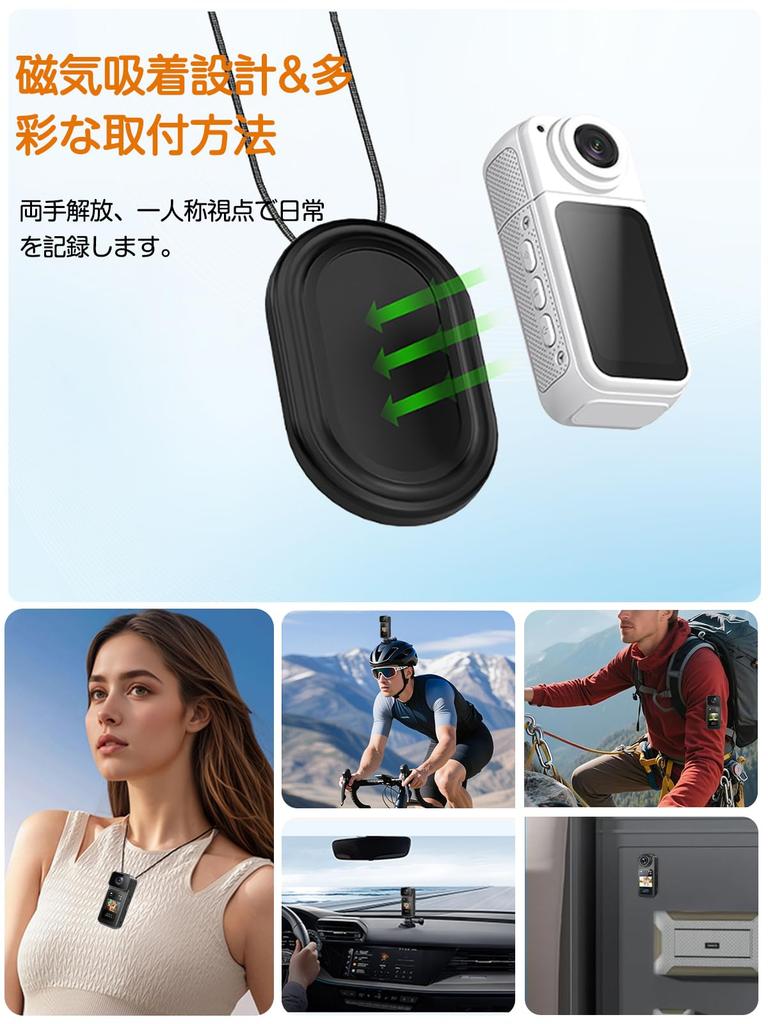 HY Action Compact Wearable Video Camera with Rotating Smartphone 12MP LCD POV Smartphone Overwrite 128GB Lightweight Accessories Magnetic Japanese