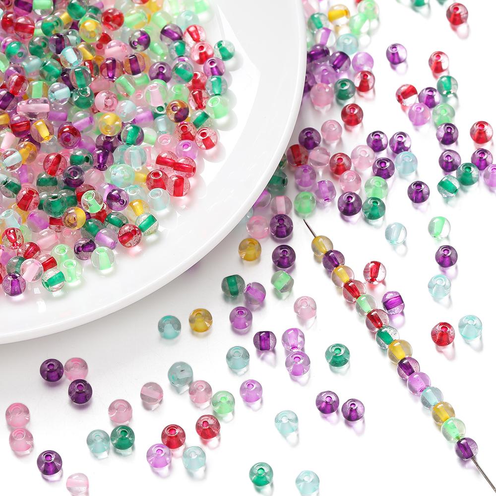 100/200pcs 4/6mm Glass Colored Beads Round Spacer Beads for Handmade DIY Necklace Bracelet Phone Chain Jewelry Making Findings