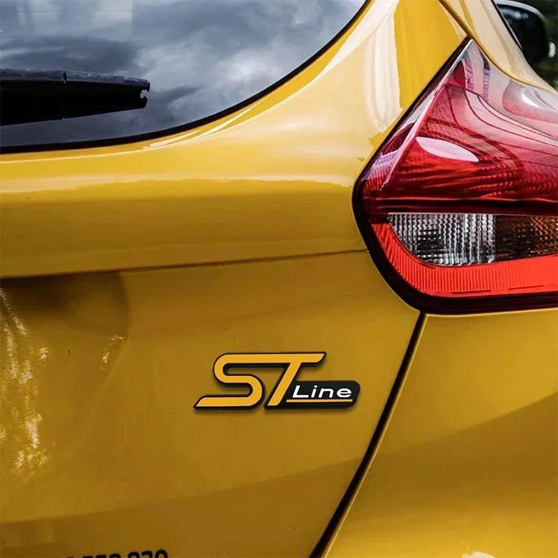 ISPN4 3D Metal ST Line Logo Car Front Grille Emblem Rear Trunk Sticker Badge Decals for Ford ST Fiesta Focus Mondeo Kuga Ranger
