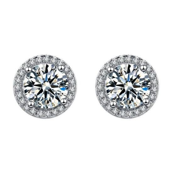 

Cubic Zirconia Stud Earrings 1 Carat Diamond Look Earrings Elegant 360° Shiny Jewelry Small
