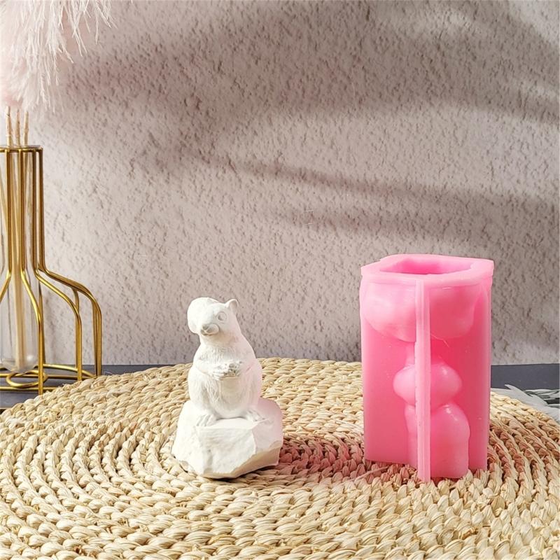 Easy To Clean Silicone Candle Molds Fondant Moulds Squirrel Shape Resin Project Moulds Silicone Texture for Candle