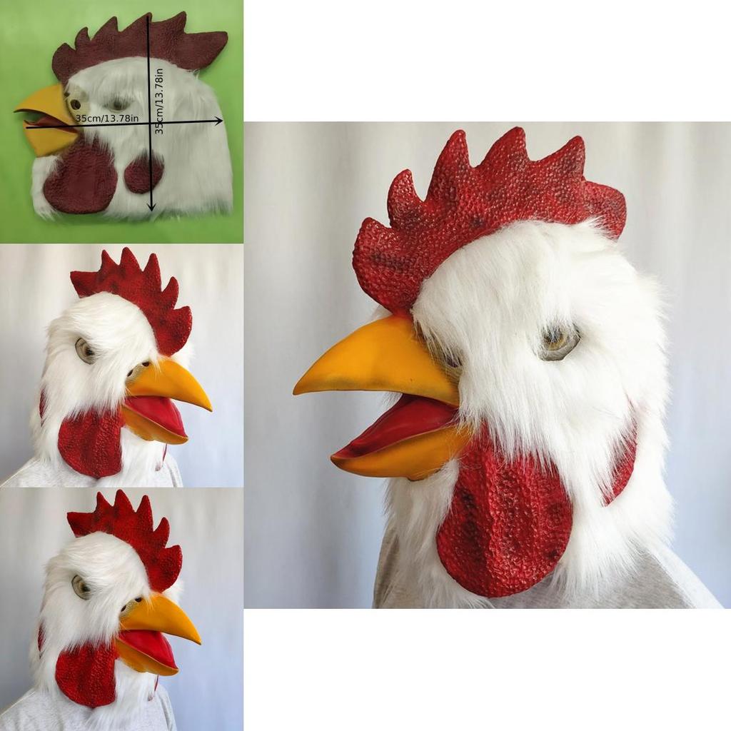 Halloweenowa Zwierzęca Lateksowa Maska Kurczaka z Pluszowym Nakryciem Głowy do Zabawy Kostiumowej i na Imprezy