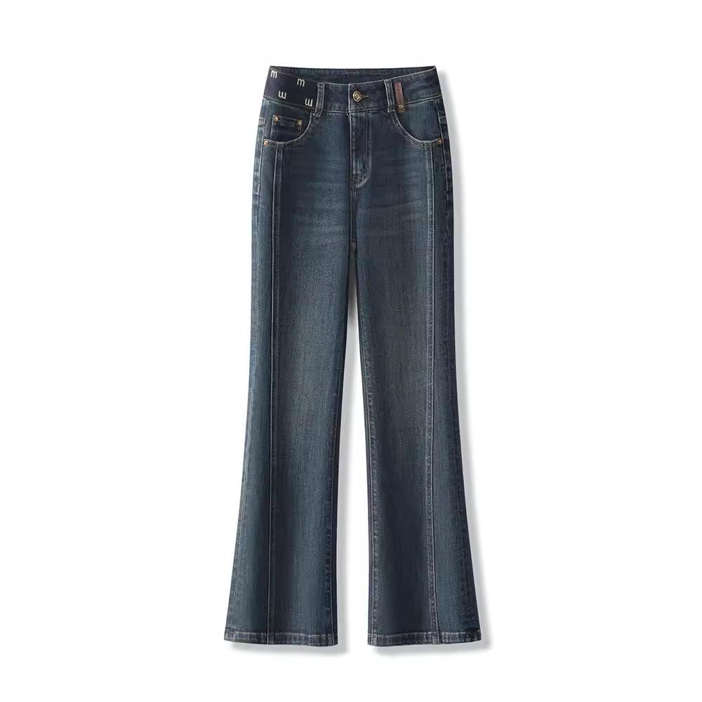 

Women s High Waist Micro Flare Jeans - Slimming Petite Spring Fashion Trousers S [80-95] синий