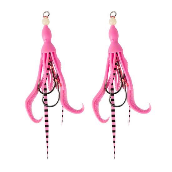 

2 шт. 10,5 см/7 г мягкая приманка из термопластичного эластомера с крючками с двумя бородками светящийся в темноте бионический кальмар розовый
